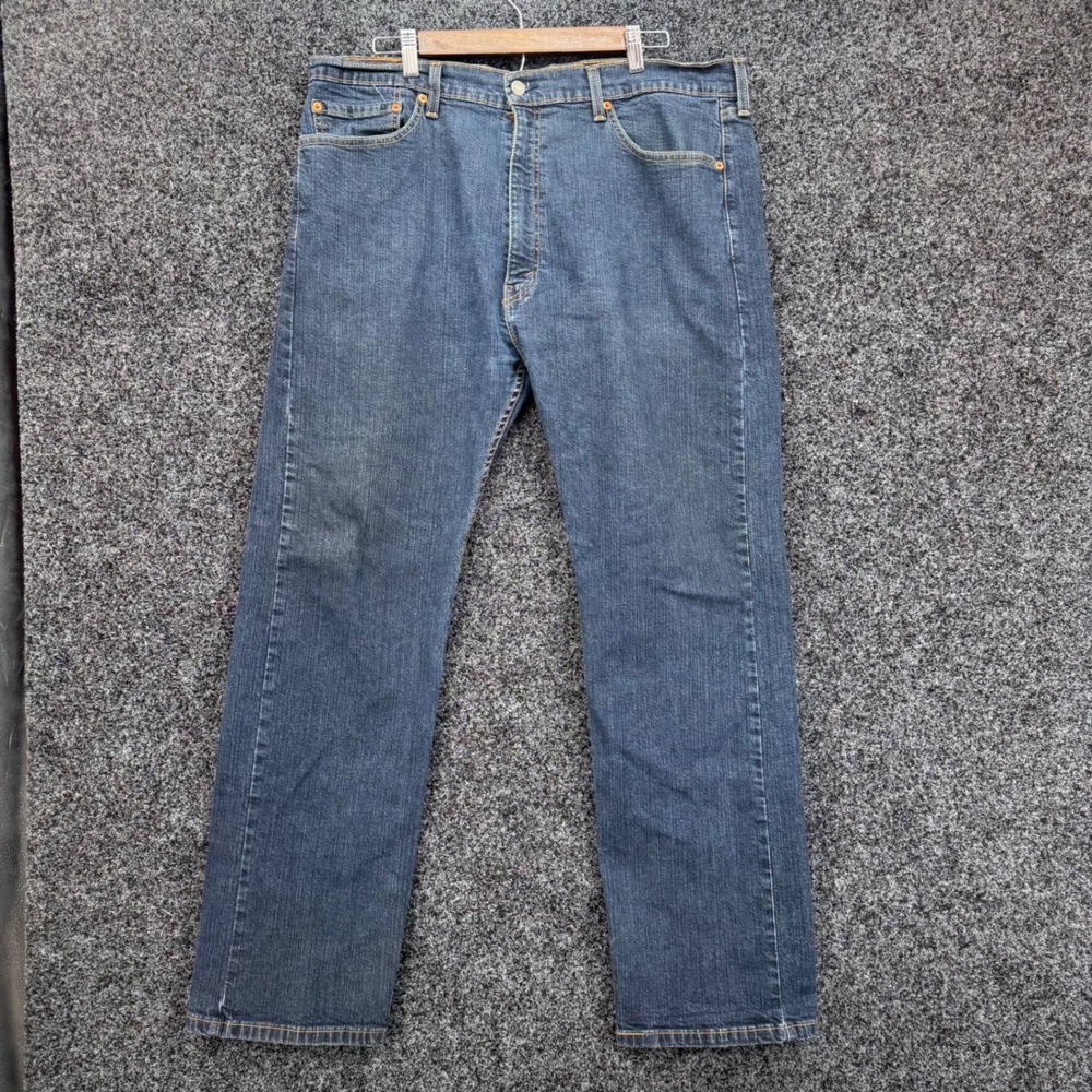 Levis 505 Regular Fit Jeans Mens 40x30 Medium Wash Blue Straight Leg Stretch